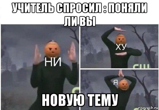 учитель спросил : поняли ли вы новую тему, Мем  Ни ху Я