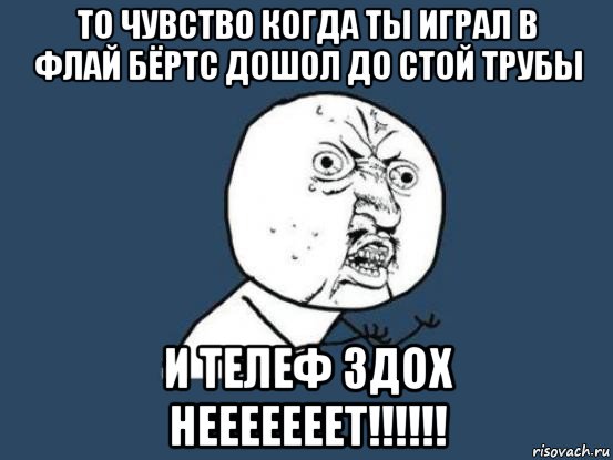 то чувство когда ты играл в флай бёртс дошол до стой трубы и телеф здох нееееееет!!!!!!, Мем Ну почему