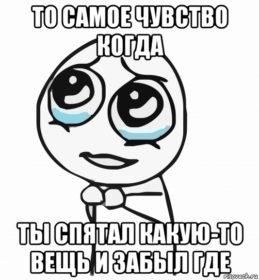 то самое чувство когда ты спятал какую-то вещь и забыл где, Мем  ну пожалуйста (please)