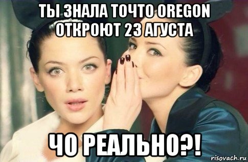 ты знала точто oregon откроют 23 агуста чо реально?!, Мем  Он