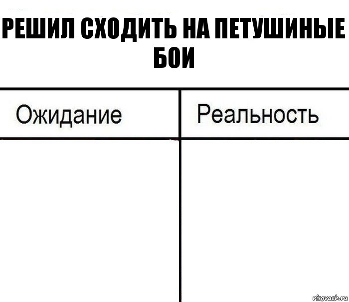 Решил сходить на петушиные бои  , Комикс  Ожидание - реальность