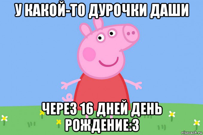 у какой-то дурочки даши через 16 дней день рождение:3, Мем Пеппа