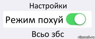 Настройки Режим похуй Всьо збс, Комикс Переключатель