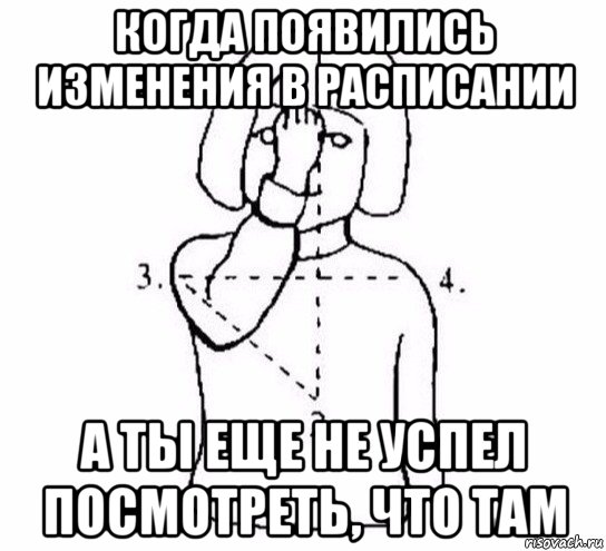 когда появились изменения в расписании а ты еще не успел посмотреть, что там, Мем  Перекреститься