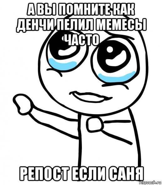 а вы помните как денчи пелил мемесы часто репост если саня, Мем  please  с вытянутой рукой