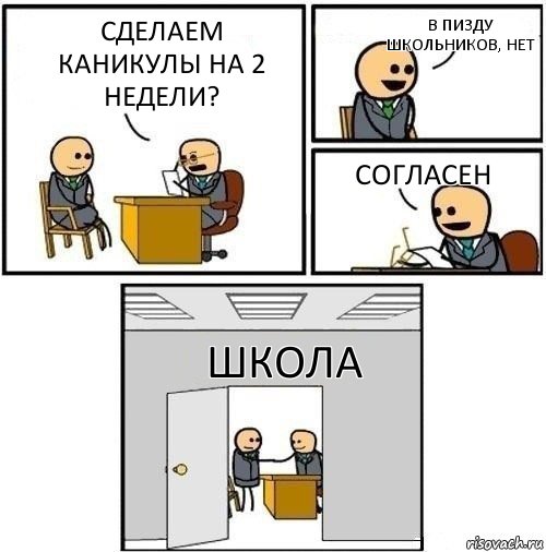 Сделаем каникулы на 2 недели? В пизду школьников, нет Согласен Школа, Комикс  Приняты