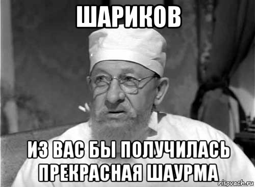 шариков из вас бы получилась прекрасная шаурма, Мем Профессор Преображенский