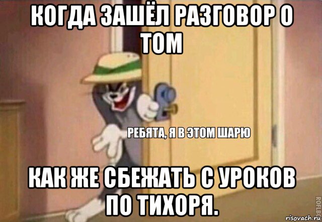 когда зашёл разговор о том как же сбежать с уроков по тихоря., Мем    Ребята я в этом шарю