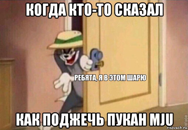 когда кто-то сказал как поджечь пукан mju, Мем    Ребята я в этом шарю