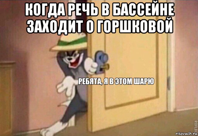 когда речь в бассейне заходит о горшковой , Мем    Ребята я в этом шарю