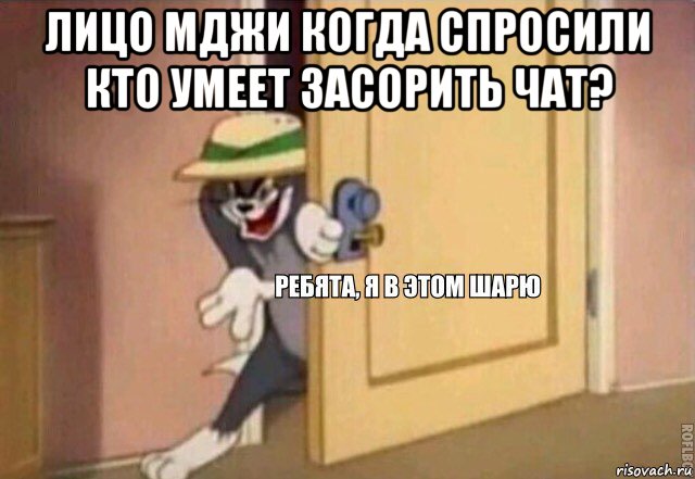 лицо мджи когда спросили кто умеет засорить чат? , Мем    Ребята я в этом шарю