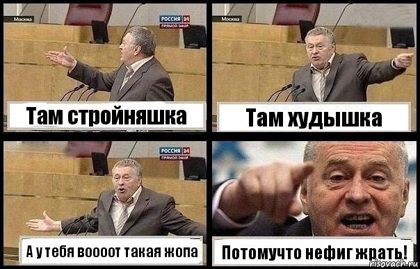 Там стройняшка Там худышка А у тебя воооот такая жопа Потомучто нефиг жрать!, Комикс с Жириновским