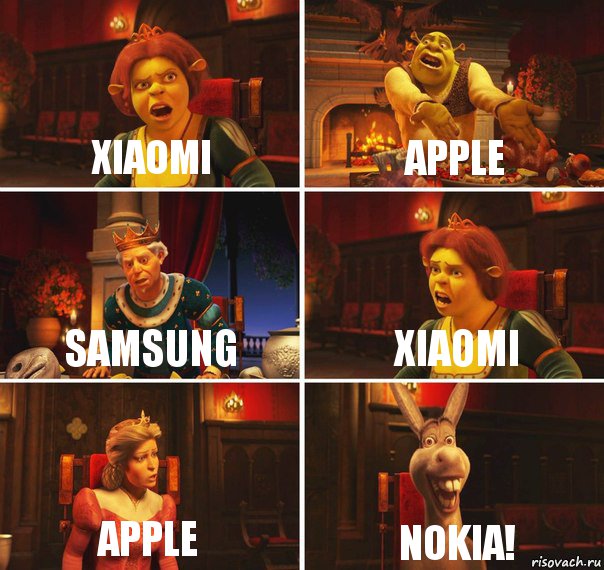 xiaomi apple samsung xiaomi apple NOKIA!, Комикс  Шрек Фиона Гарольд Осел