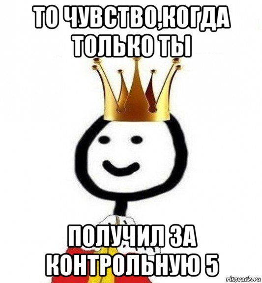 то чувство,когда только ты получил за контрольную 5, Мем Теребонька Царь