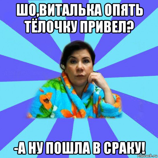 шо,виталька опять тёлочку привел? -а ну пошла в сраку!, Мем типичная мама