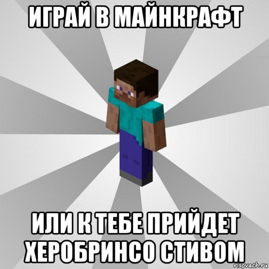 играй в майнкрафт или к тебе прийдет херобринсо стивом, Мем Типичный игрок Minecraft