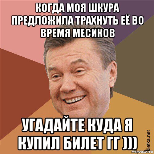 когда моя шкура предложила трахнуть её во время месиков угадайте куда я купил билет гг ))), Мем Типовий Яник