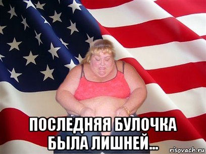  последняя булочка была лишней..., Мем Толстая американка