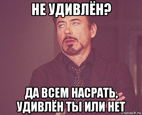 не удивлён? да всем насрать, удивлён ты или нет, Мем твое выражение лица