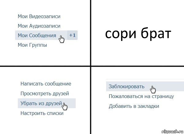 сори брат, Комикс  Удалить из друзей