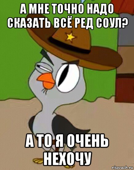 а мне точно надо сказать всё ред соул? а то я очень нехочу, Мем    Упоротая сова