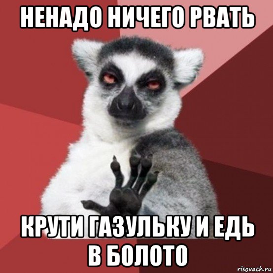 ненадо ничего рвать крути газульку и едь в болото, Мем Узбагойзя