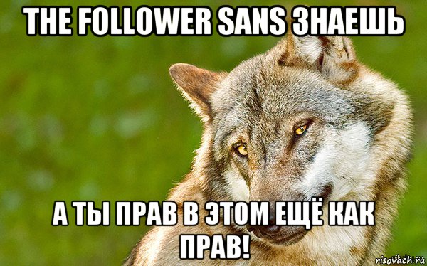 the follower sans знаешь а ты прав в этом ещё как прав!, Мем   Volf