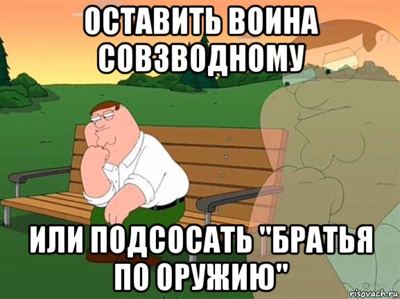 оставить воина совзводному или подсосать "братья по оружию", Мем Задумчивый Гриффин