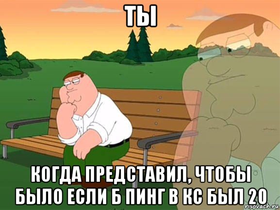 ты когда представил, чтобы было если б пинг в кс был 20, Мем Задумчивый Гриффин