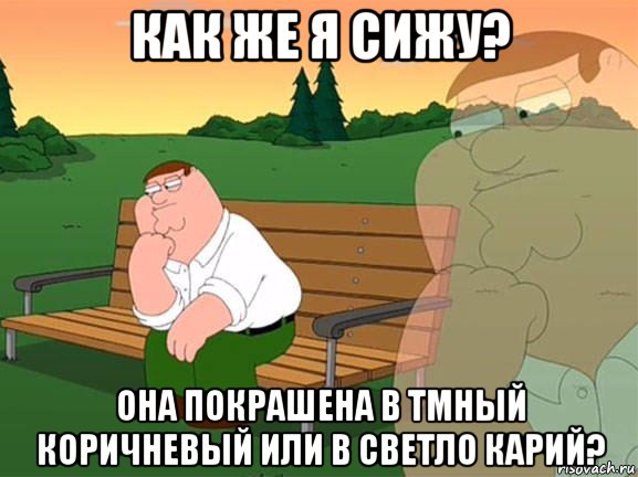 как же я сижу? она покрашена в тмный коричневый или в светло карий?, Мем Задумчивый Гриффин