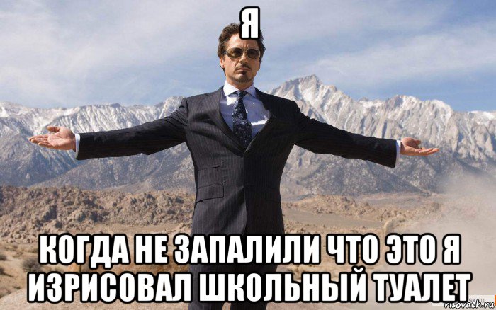 я когда не запалили что это я изрисовал школьный туалет, Мем железный человек