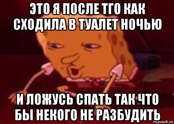 это я после тго как сходила в туалет ночью и ложусь спать так что бы некого не разбудить, Мем    Bettingmemes