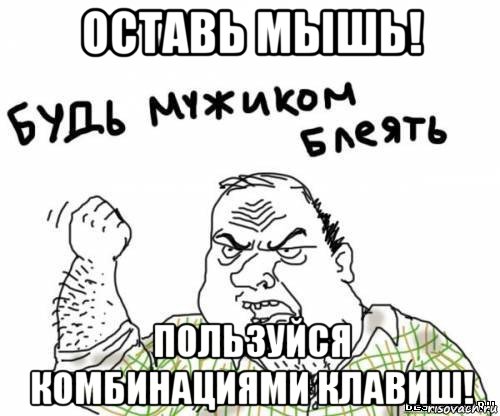 оставь мышь! пользуйся комбинациями клавиш!, Мем блять