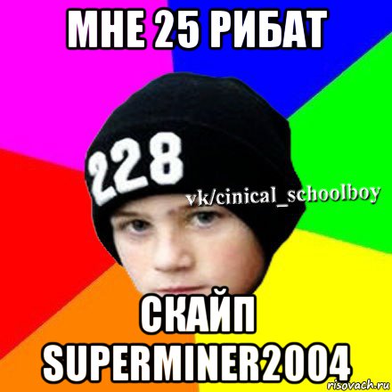 мне 25 рибат скайп superminer2004, Мем  Циничный школьник 1