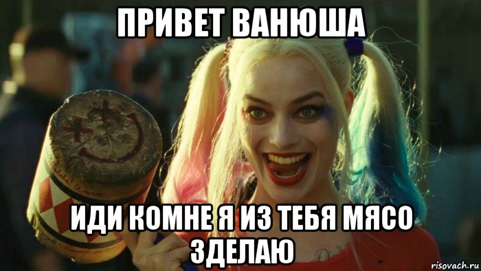 привет ванюша иди комне я из тебя мясо зделаю, Мем    Harley quinn