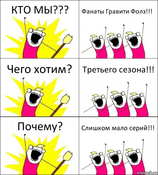 КТО МЫ??? Фанаты Гравити Фолз!!! Чего хотим? Третьего сезона!!! Почему? Слишком мало серий!!!, Комикс кто мы