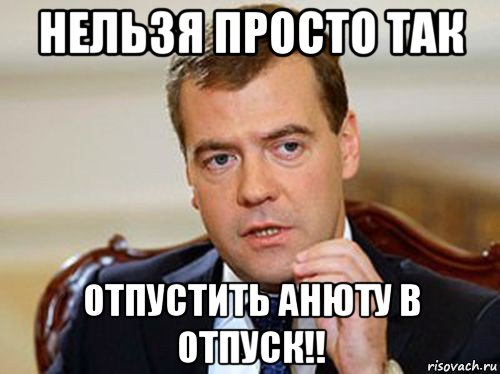 нельзя просто так отпустить анюту в отпуск!!, Мем  Медведев нельзя так просто