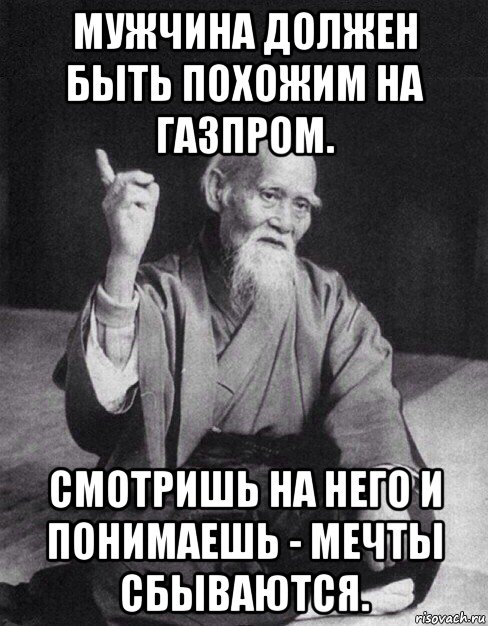 мужчина должен быть похожим на газпром. смотришь на него и понимаешь - мечты сбываются., Мем Монах-мудрец (сэнсей)