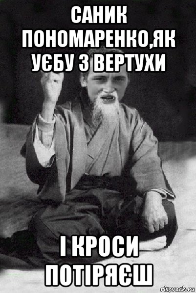 саник пономаренко,як уєбу з вертухи і кроси потіряєш, Мем Мудрий паца