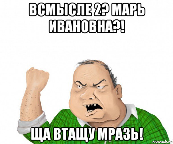 всмысле 2? марь ивановна?! ща втащу мразь!, Мем мужик