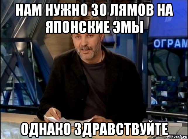 нам нужно 30 лямов на японские эмы однако здравствуйте, Мем Однако Здравствуйте