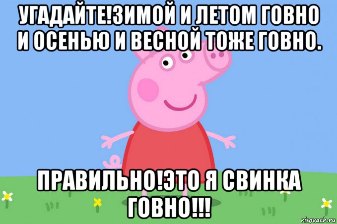 угадайте!зимой и летом говно и осенью и весной тоже говно. правильно!это я свинка говно!!!, Мем Пеппа