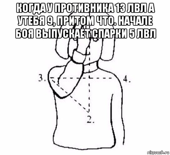 когда у противника 13 лвл а утебя 9, притом что. начале боя выпускает спарки 5 лвл , Мем  Перекреститься