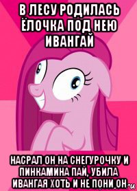 в лесу родилась ёлочка под нею ивангай насрал он на снегурочку и пинкамина пай, убила ивангая хоть и не пони он, Мем Пинкамина