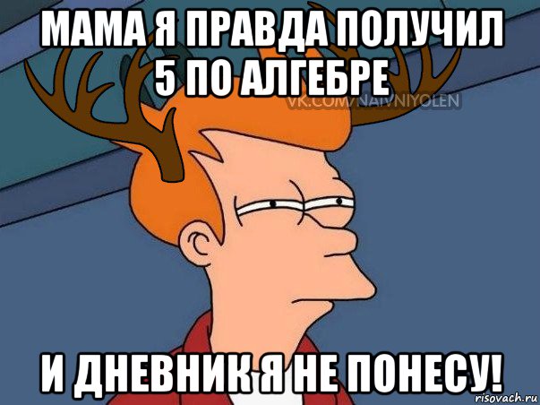 мама я правда получил 5 по алгебре и дневник я не понесу!, Мем  Подозрительный олень