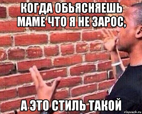 когда обьясняешь маме что я не зарос, а это стиль такой, Мем разговор со стеной