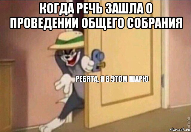 когда речь зашла о проведении общего собрания , Мем    Ребята я в этом шарю