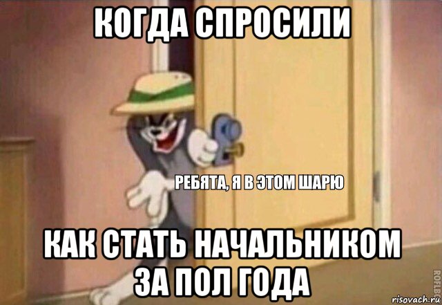 когда спросили как стать начальником за пол года, Мем    Ребята я в этом шарю