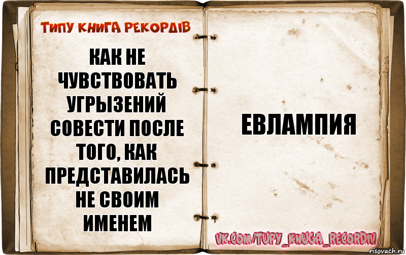 Как не чувствовать угрызений совести после того, как представилась не своим именем Евлампия, Комикс  Типу книга рекордв