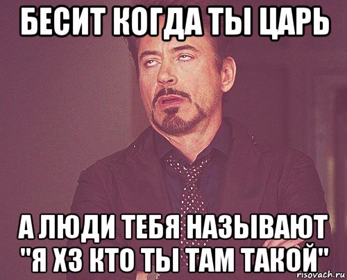 бесит когда ты царь а люди тебя называют "я хз кто ты там такой", Мем твое выражение лица